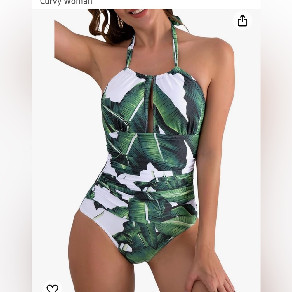 B2prity Women's Slimming One-Piece Swimsuit Tummy Control Halter Curvy Size XL